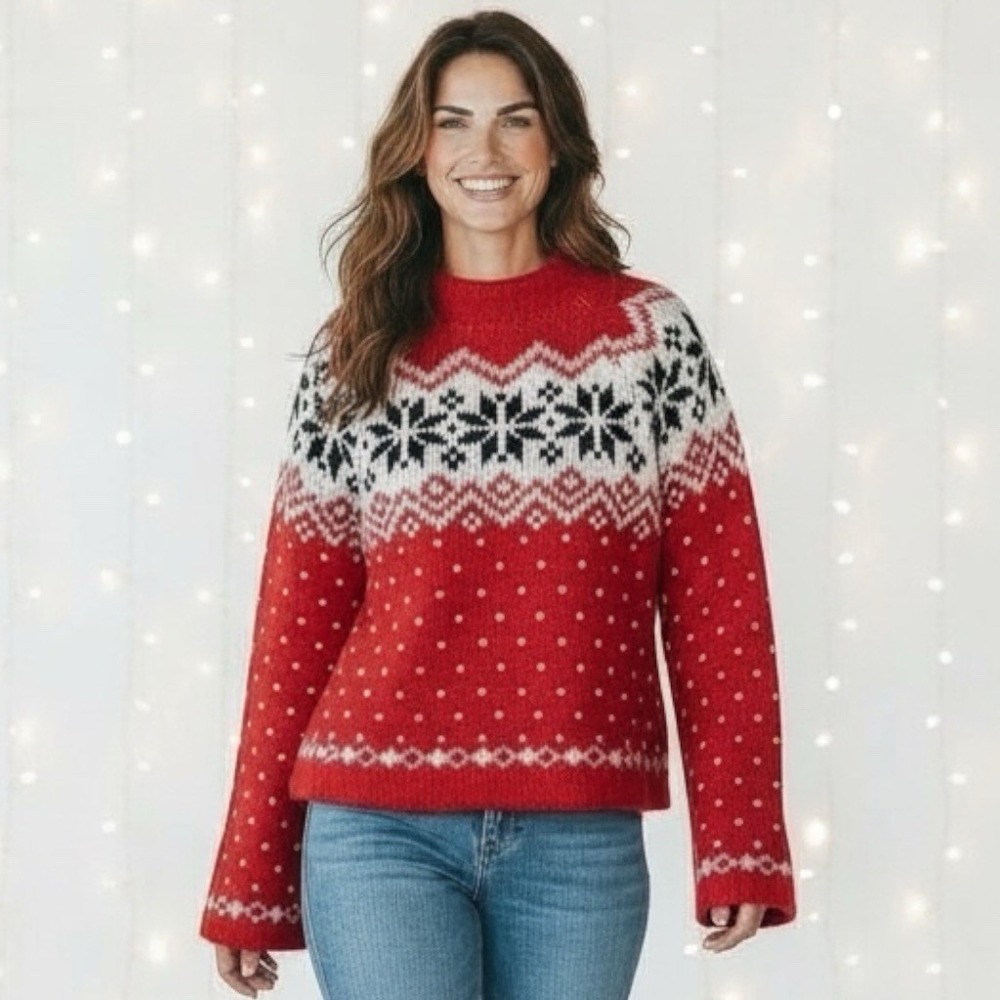 No Boundaries Oversized XXS Nordic Snowflake Holiday Pullover Sweater Ski Winter - Picture 16 of 16